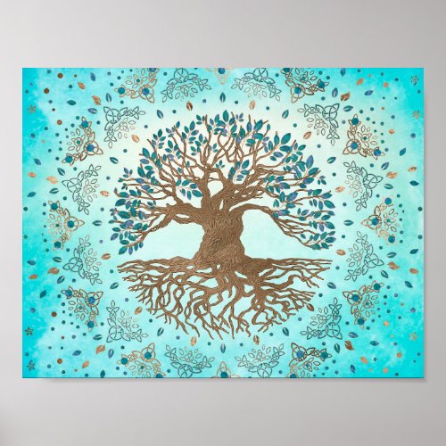 Tree of Life _ Yggdrasil _ Gentle blue Poster