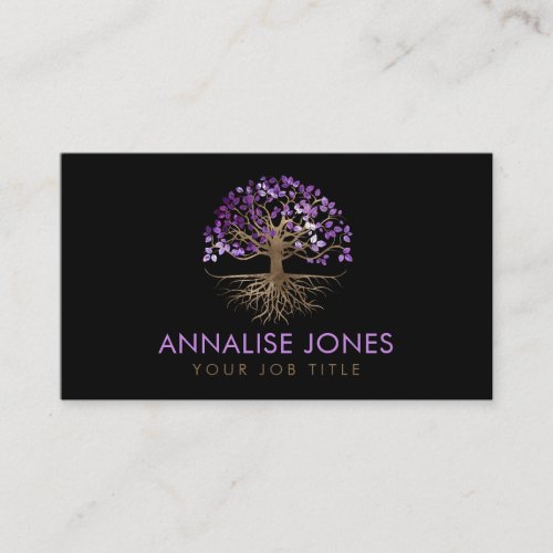 Tree of life _ Yggdrasil _ Gold and Amethyst Business Card