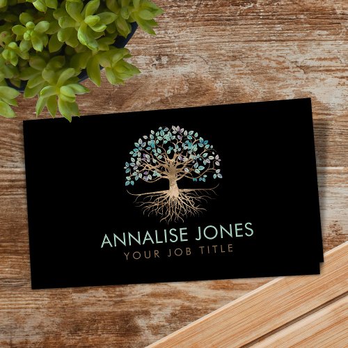 Tree of life _ Yggdrasil _ Gold and Painted Textur Business Card