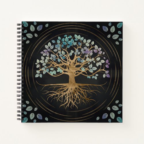 Tree of life _ Yggdrasil _ Gold  Painted Texture Notebook