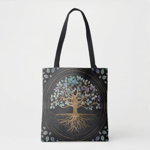 Tree of life _ Yggdrasil _ Gold  Painted Texture Tote Bag