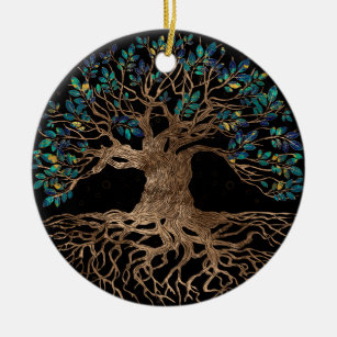 Tree of life -Yggdrasil Golden and Marble ornament