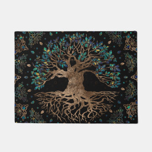 Tree of life -Yggdrasil Golden and Marble ornament Doormat