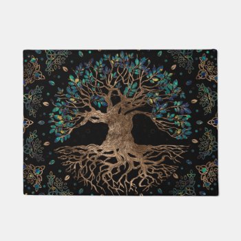 Tree Of Life -yggdrasil Golden And Marble Ornament Doormat by LoveMalinois at Zazzle