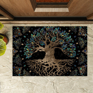 Tree of life -Yggdrasil Golden and Marble ornament Doormat