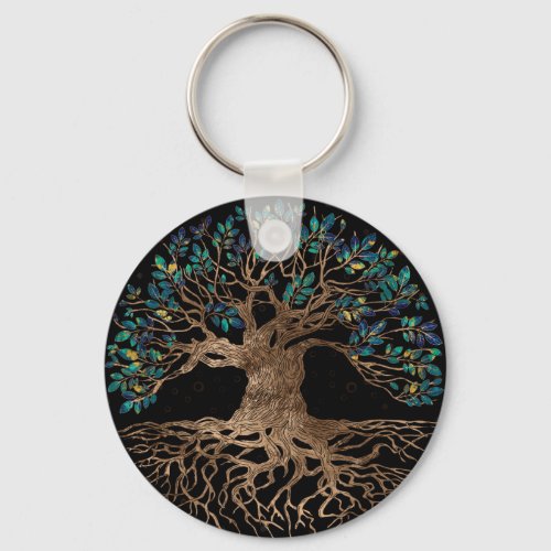 Tree of life _Yggdrasil Golden and Marble ornament Keychain
