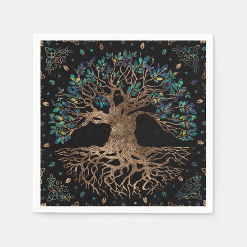 Tree of life _Yggdrasil Golden and Marble ornament Napkins