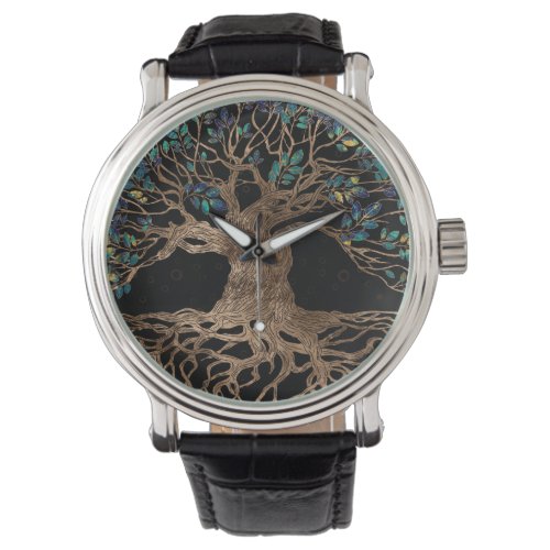Tree of life _Yggdrasil Golden and Marble ornament Watch