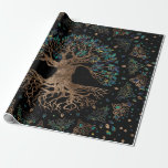 Tree of life -Yggdrasil Golden and Marble ornament Wrapping Paper