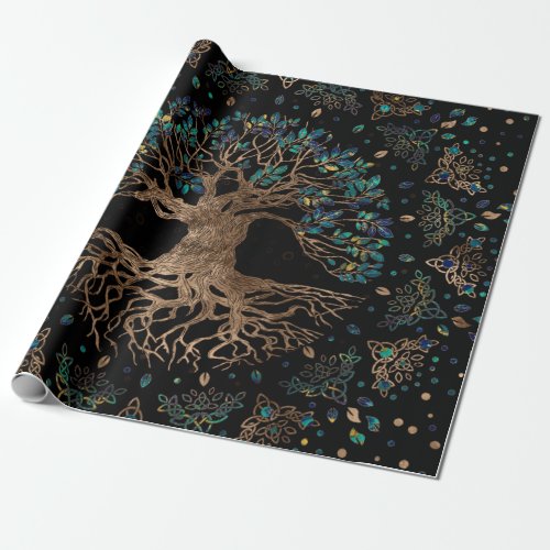 Tree of life _Yggdrasil Golden and Marble ornament Wrapping Paper