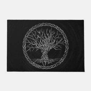 Tree of life -Yggdrasil -grayscale Doormat