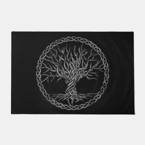 Tree of life _Yggdrasil _grayscale Doormat