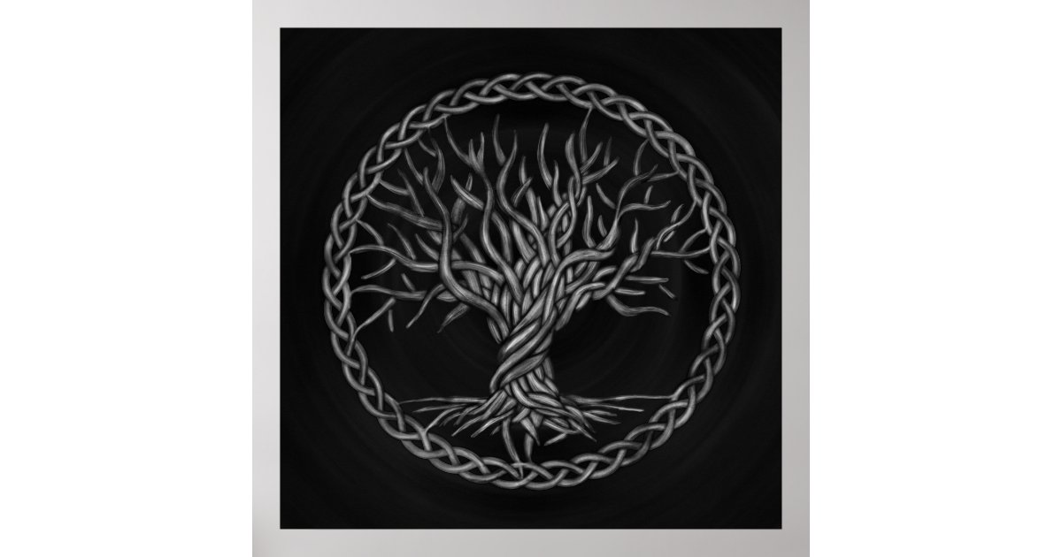 Tree of life -Yggdrasil -grayscale Poster | Zazzle