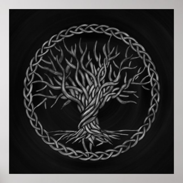 Tree of life -Yggdrasil -grayscale Poster (Front)