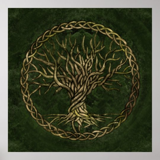 Tree of life -Yggdrasil -green and gold Poster | Zazzle.com