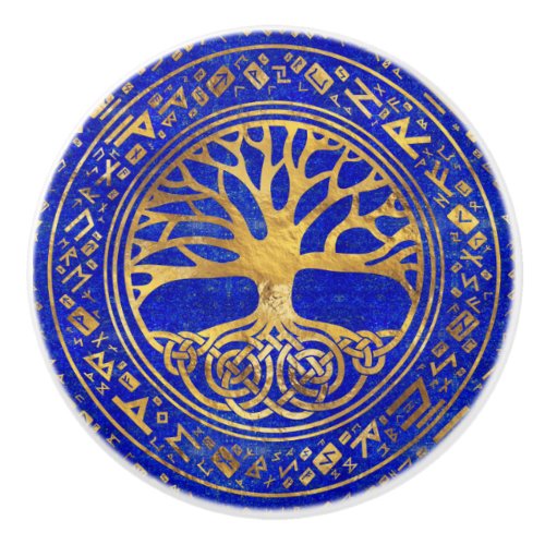 Tree of life _Yggdrasil _ Lapis Lazuli Ceramic Knob