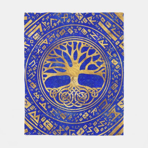 Tree of life _Yggdrasil _ Lapis Lazuli Fleece Blanket