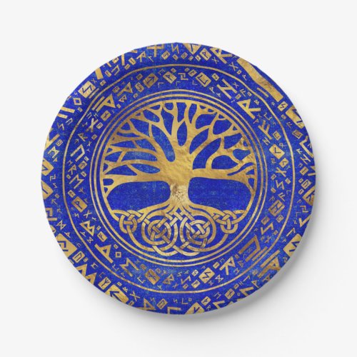 Tree of life _Yggdrasil _ Lapis Lazuli Paper Plates