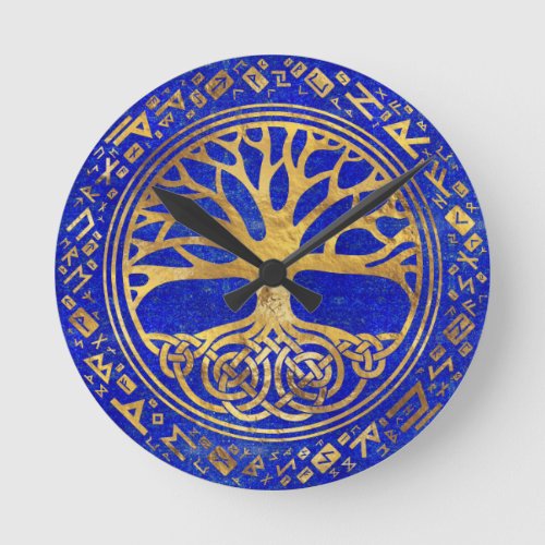 Tree of life _Yggdrasil _ Lapis Lazuli Round Clock