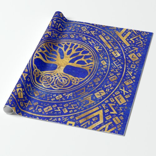 Tree of life _Yggdrasil _ Lapis Lazuli Wrapping Paper