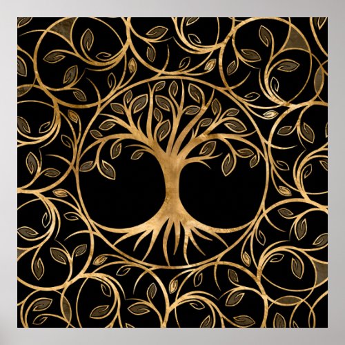 Tree of life _ Yggdrasil Mandala frame Poster