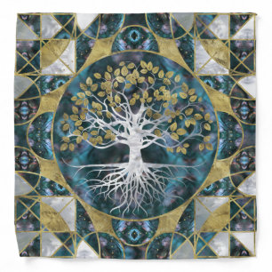 Tree of life - Yggdrasil - Marble and Gold Bandana