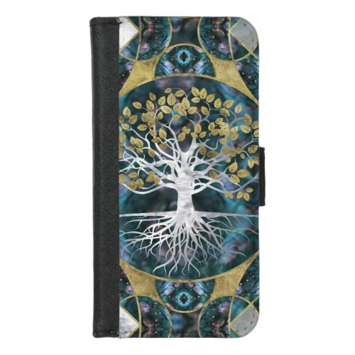 Tree of life _ Yggdrasil _ Marble and Gold iPhone 87 Wallet Case