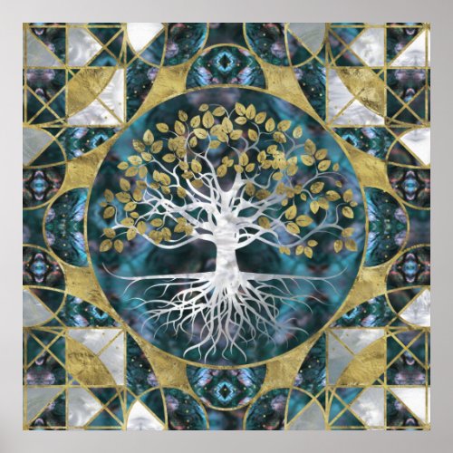 Tree of life _ Yggdrasil _ Marble and Gold Poster