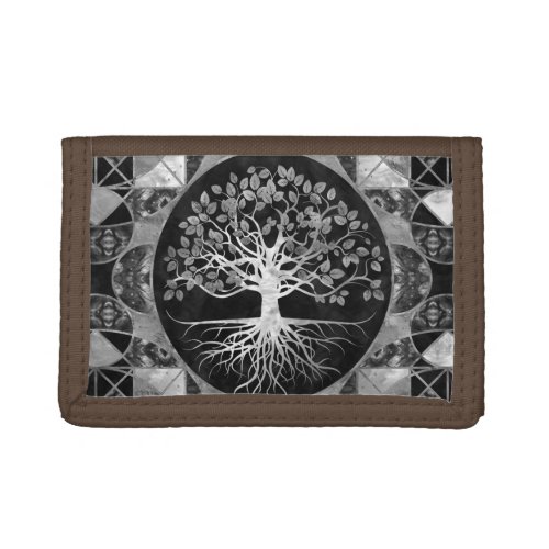 Tree of life _ Yggdrasil _ Marble and Gold Trifold Wallet