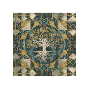Tree of life - Yggdrasil - Marble and Gold Wood Wall Art