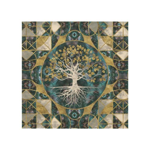 Tree of life _ Yggdrasil _ Marble and Gold Wood Wall Art