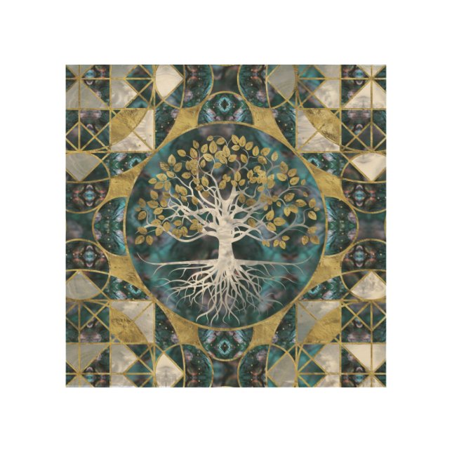 Tree of life - Yggdrasil - Marble and Gold Wood Wall Art (Front)