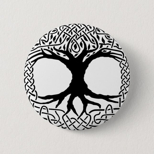 Tree of Life Yggdrasil Norse wicca mythology Pinback Button (Front)
