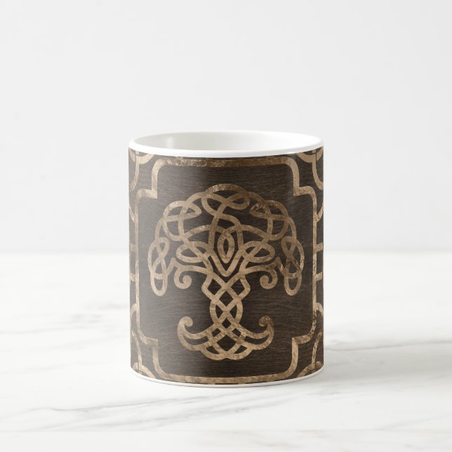 Tree of life -Yggdrasil on Celtic Pattern Coffee Mug (Center)