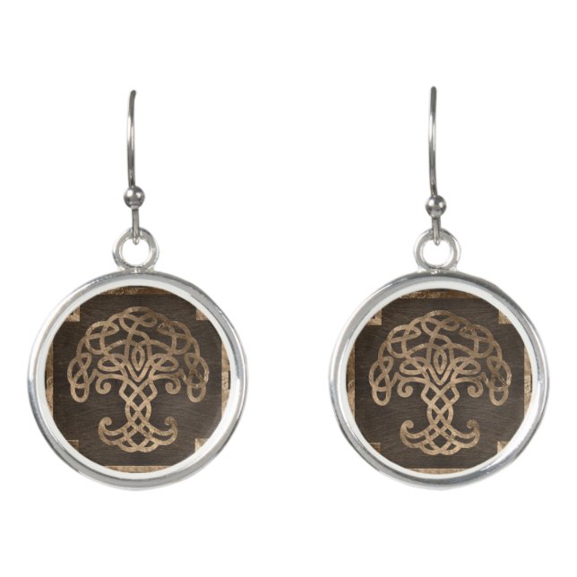 Tree of life -Yggdrasil on Celtic Pattern Earrings (Front)