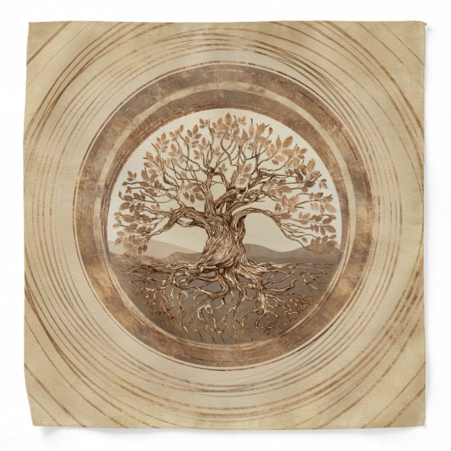 Tree of life -Yggdrasil Pastel Gold Bandana (Front)