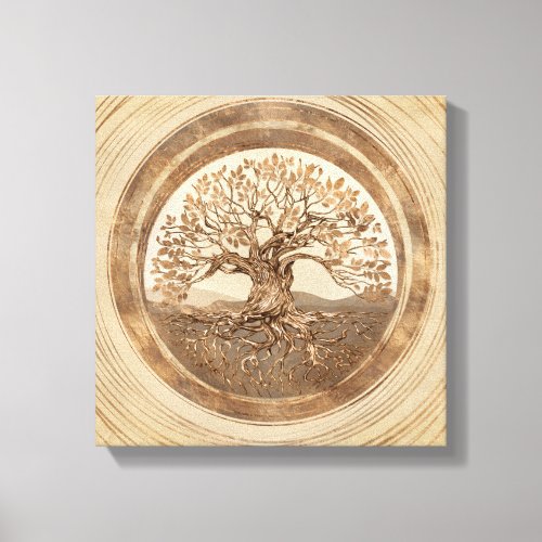 Tree of life _Yggdrasil Pastel Gold Canvas Print