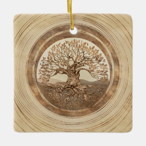 Tree of life _Yggdrasil Pastel Gold Ceramic Ornament