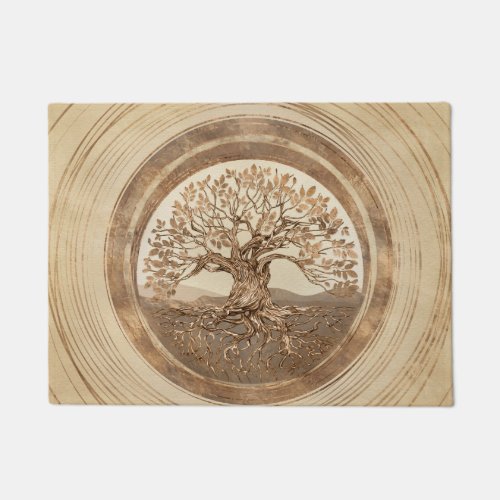 Tree of life _Yggdrasil Pastel Gold Doormat