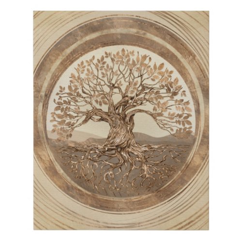 Tree of life _Yggdrasil Pastel Gold Faux Canvas Print