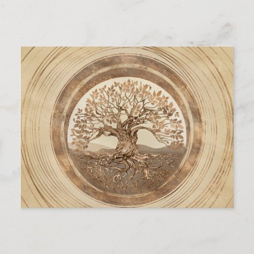 Tree of life _Yggdrasil Pastel Gold Holiday Postcard