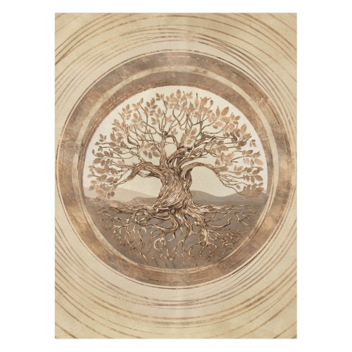 Tree of life _Yggdrasil Pastel Gold Tablecloth