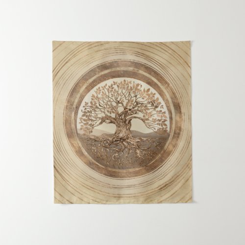 Tree of life _Yggdrasil Pastel Gold Tapestry