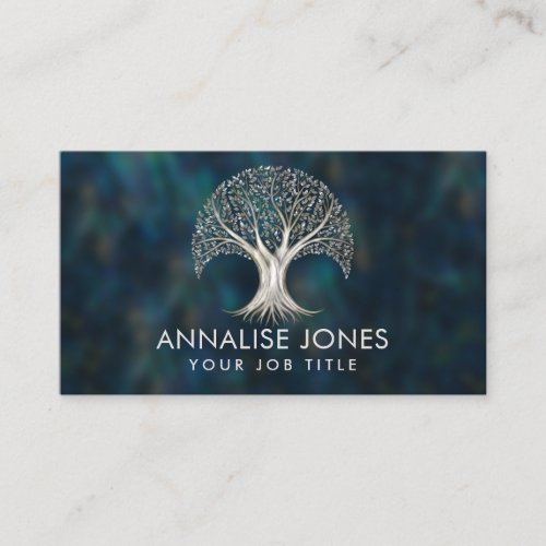 Tree of life _ Yggdrasil Pearl on Abalone Shell Business Card
