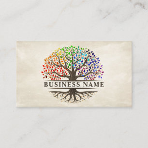 Tree of life - Yggdrasil - Rainbow leaves Business Card