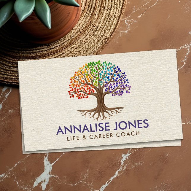Tree of life - Yggdrasil - Rainbow leaves Business Card (Creator Uploaded)
