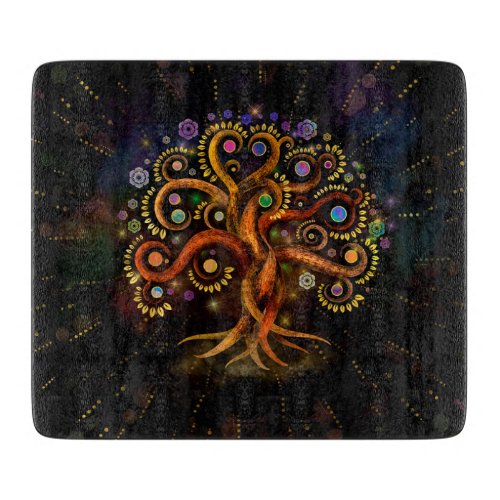 Tree of Life _ Yggdrasil _ Rainbow Swirl Cutting Board