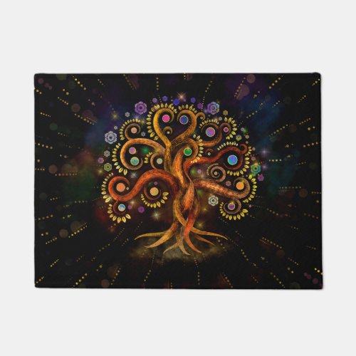 Tree of Life _ Yggdrasil _ Rainbow Swirl Doormat