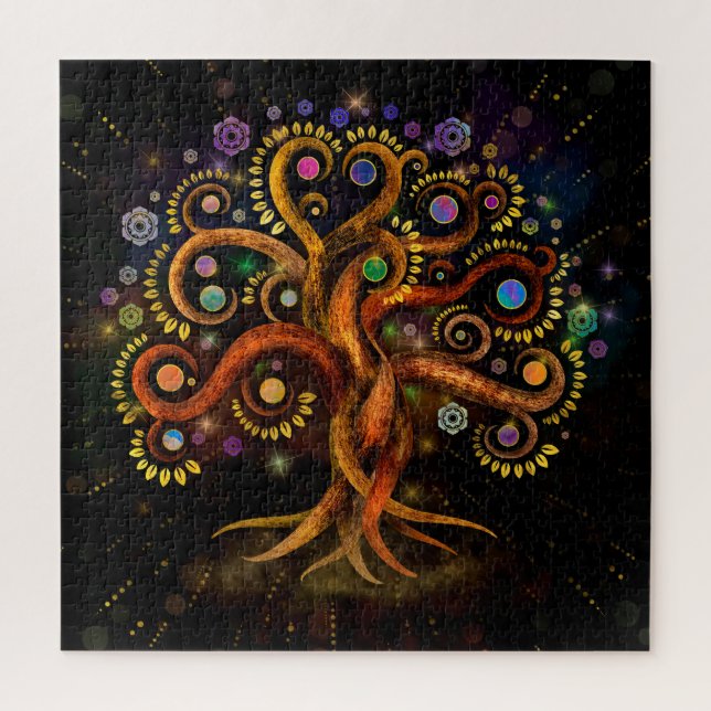 Tree of Life - Yggdrasil - Rainbow Swirl Jigsaw Puzzle (Vertical)