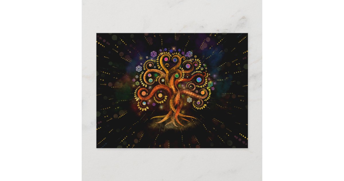 Tree of Life - Yggdrasil - Rainbow Swirl Postcard | Zazzle